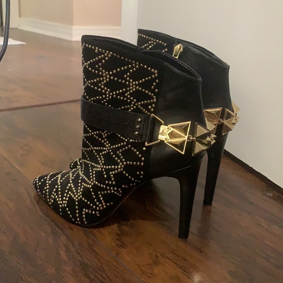 NWOB Sam Edelman Black and Gold Mila Jewel Booties - Picture 2 of 6